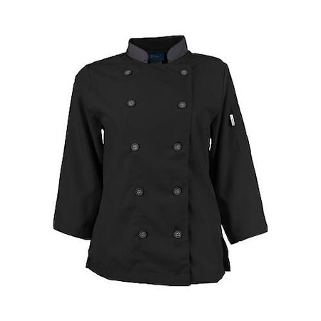 2XL Women's Active Black 3/4 Sleeve Chef Coat